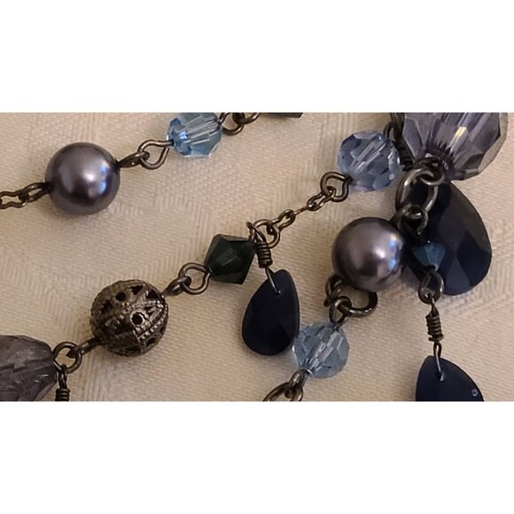 Vintage Sterling Silver and Crystal Necklace Miriam Haskell Style 40g 18" - Picture 4 of 15